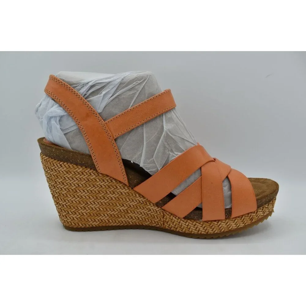 Sofft Womens Size‎ 11 Carlana Sunset Orange Leather Wedge Sandals Shoes